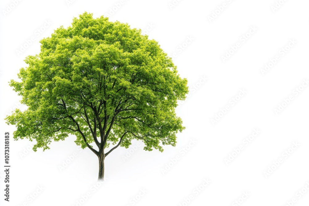Isolated Green Tree on White Background from Top View Isolated Green Tree on White Background from Top View
