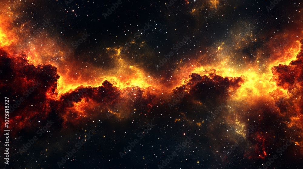 Fototapeta premium A vibrant cosmic scene showcasing interstellar clouds and starry background.