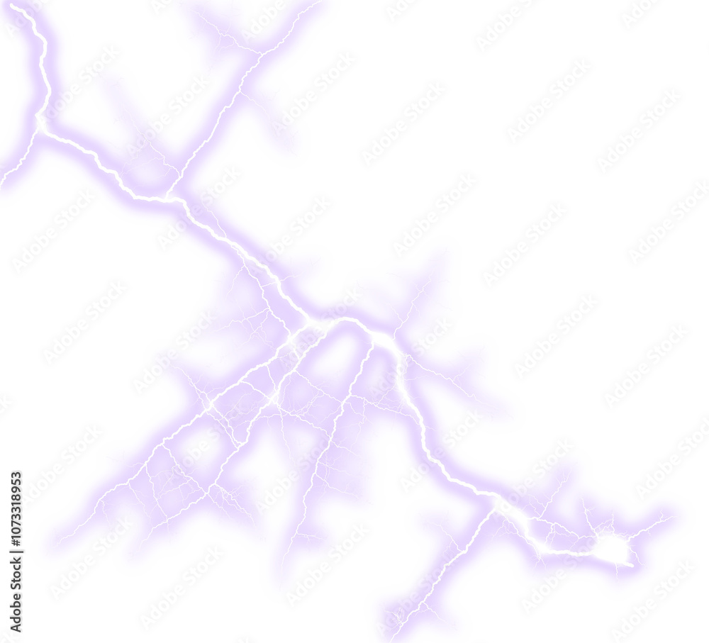 Lightning strike branches out on white background Lightning strike branches out on white background