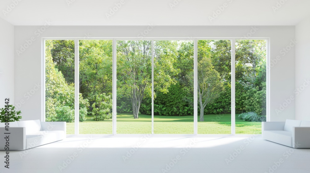 Serene Spanish-Inspired Living Room with Garden View and Minimalist Design | Enhancing Natural Light and Open-Plan Layout Serene Spanish-Inspired Living Room with Garden View and Minimalist Design | Enhancing Natural Light and Open-Plan Layout