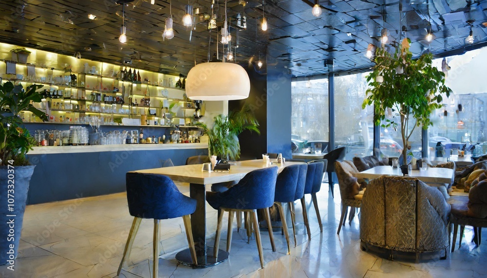 Fototapeta premium Modern interior of cafe bar