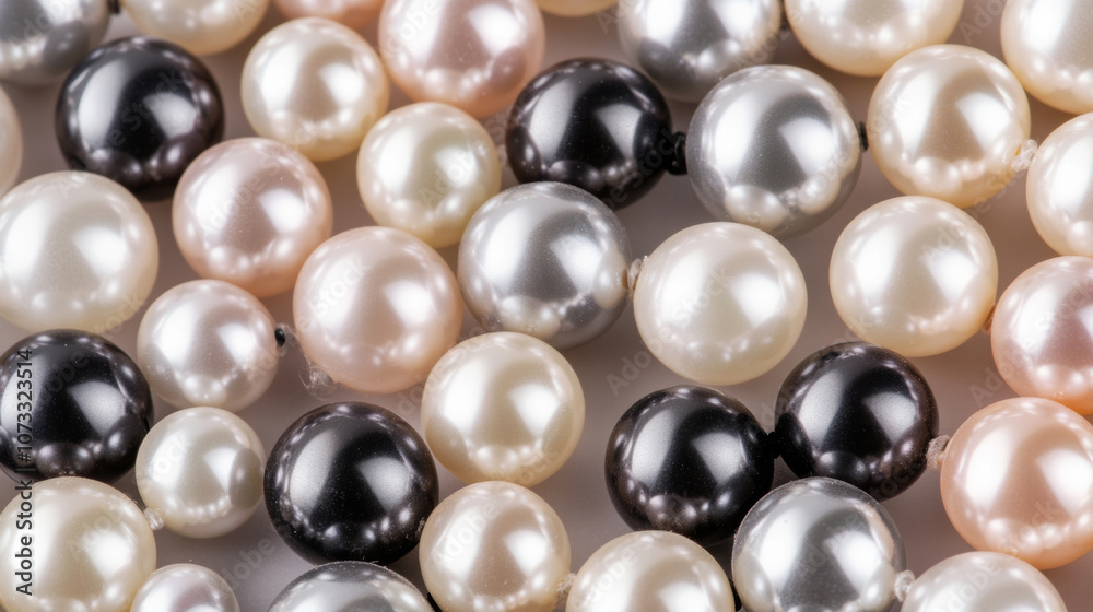 3D various pearls black white and silver jewellery fashion elegant luxury background