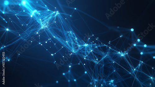 Abstract blue technology communication vector background featuring dynamic digital lines and glowing nodes, 