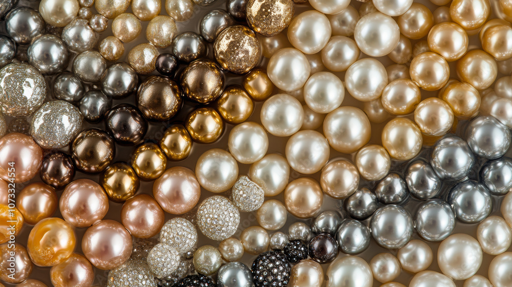 3D various pearls golden and silver jewellery fashion elegant luxury background
