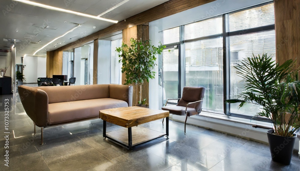 Fototapeta premium Modern office. Waiting room in a modern bright office