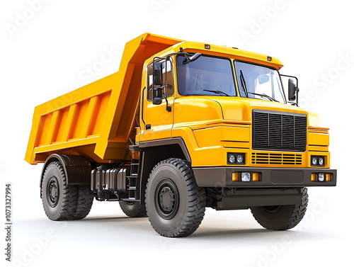 A large yellow dump truck isolated