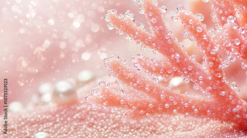 3D pink coral clusters with diamonds and pearls scattered underwater glittering dreamy background. beautiful fashion luxury wallpaper 3D pink coral clusters with diamonds and pearls scattered underwater glittering dreamy background. beautiful fashion luxury wallpaper