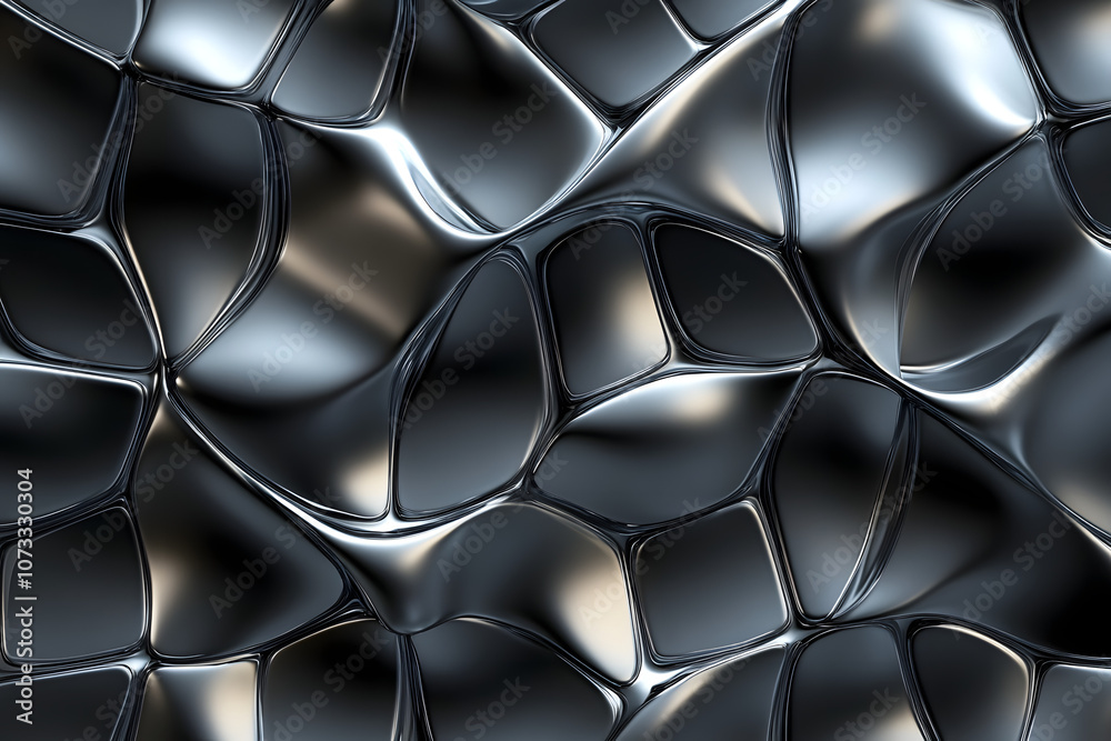 Abstract metallic texture showcasing interconnected shapes, perfect for modern design and artistic backgrounds Abstract metallic texture showcasing interconnected shapes, perfect for modern design and artistic backgrounds