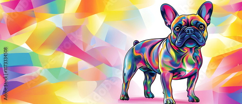 French Bulldog Guard Dog Vector Illustration in Vibrant Colors