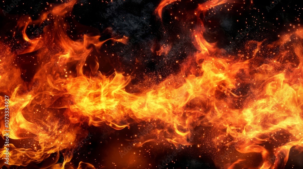 Intense hell bonfire image showcasing hot cinders in action. Intense hell bonfire image showcasing hot cinders in action.