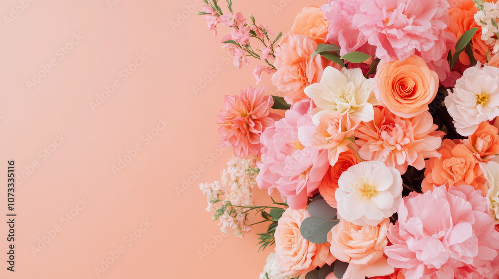 blossom flowers blooming floral festive bouquet wall fashion pink peach background. 3D fashion pastel beautiful card wallpaper blossom flowers blooming floral festive bouquet wall fashion pink peach background. 3D fashion pastel beautiful card wallpaper