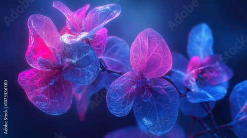 Neon Flowers: A Close-Up of Vivid Pink and Blue Petals