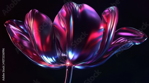 Metallic Flower with Iridescent Petals - Digital Art