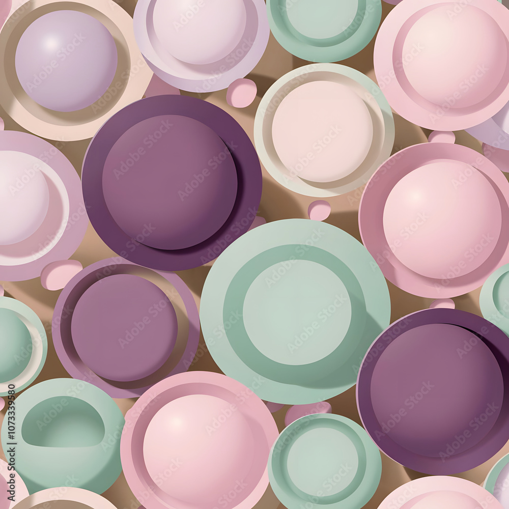 Elegant Pastel Geometric Wallpaper with Circular Forms, Soft Lavender Accents, and Abstract Patterns Elegant Pastel Geometric Wallpaper with Circular Forms, Soft Lavender Accents, and Abstract Patterns