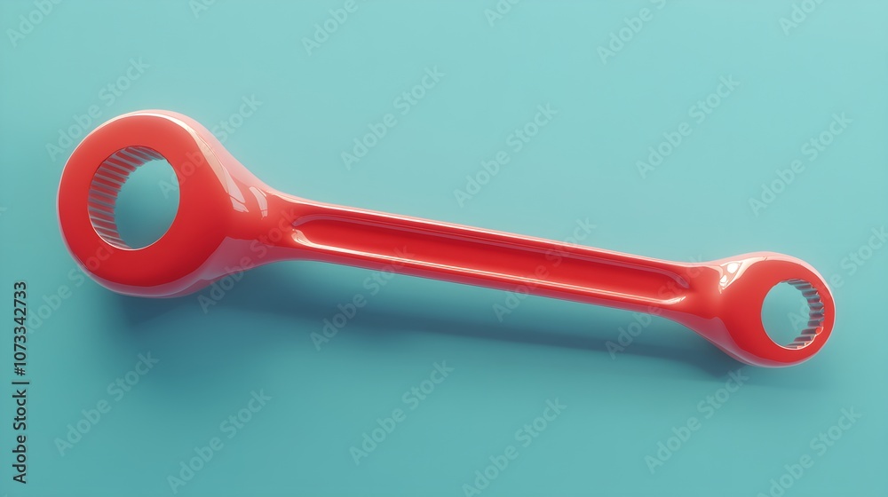 Red Wrench on Turquoise Background