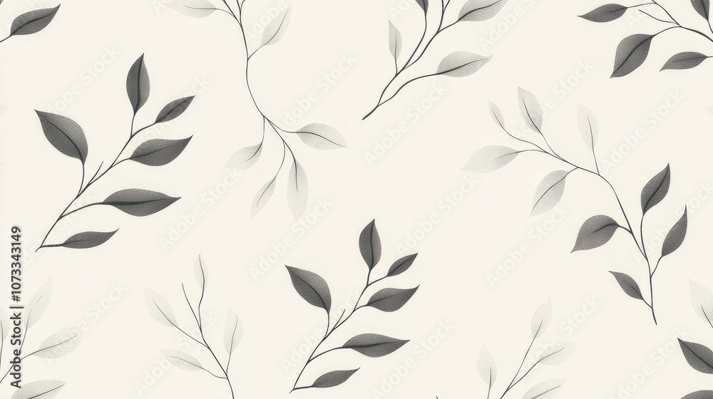 A minimalist vector seamless pattern with elegant lines and simple botanical motifs A minimalist vector seamless pattern with elegant lines and simple botanical motifs