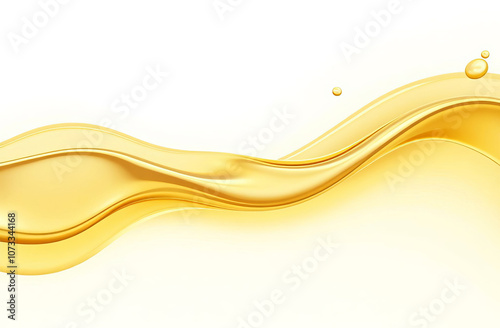 Pouring oil, yellow liquid splash, design element.