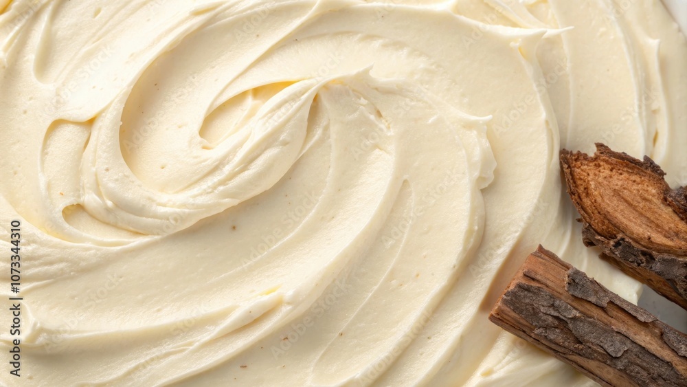 Creamy Whipped Topping with Rustic Wood Elements for a Sweet and Earthy Dessert