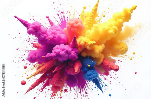 Holi colors, splash. Hindu festival that marks the arrival of spring and is celebrated with a splash of colors. photo