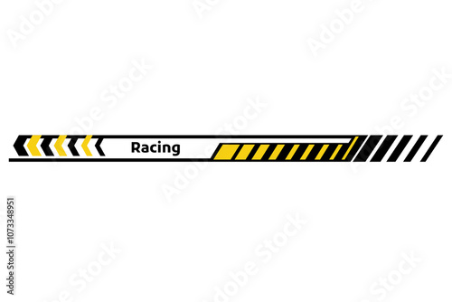 Car race stripe. Automobile identity. Vehicle marking element for transport modifying. Speed line, racing tuning strip or car sticker. Vector illustration isolated on white background