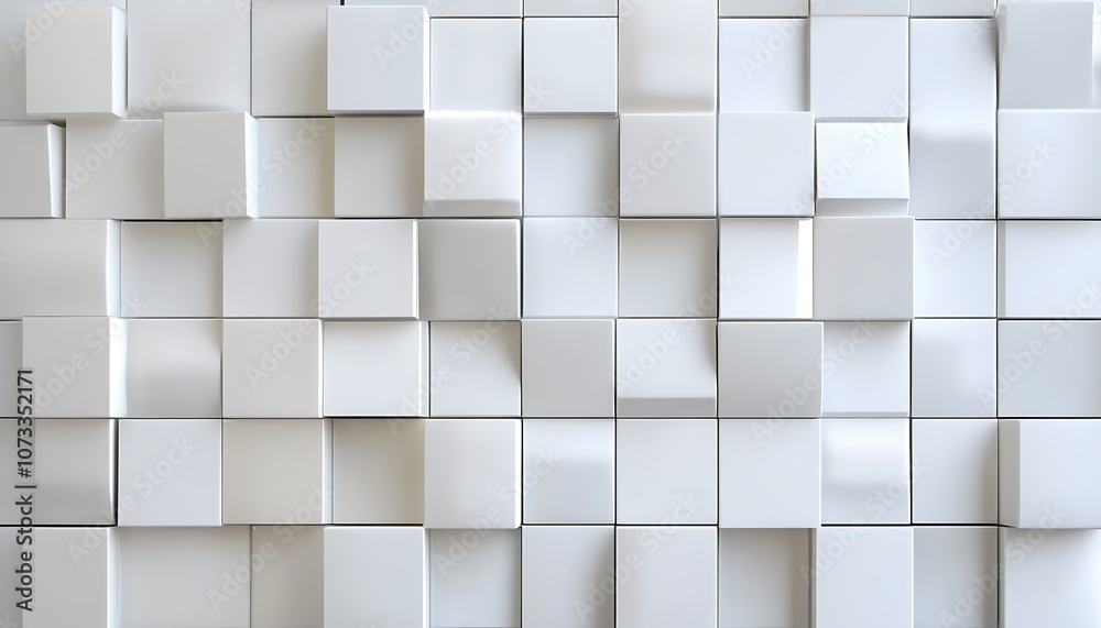 Abstract 3D geometric white pattern with cubes creating a modern and clean design background Abstract 3D geometric white pattern with cubes creating a modern and clean design background