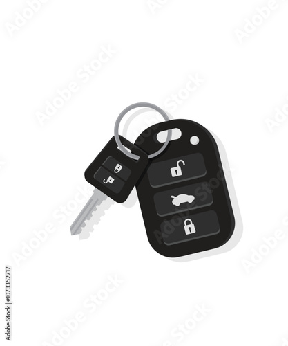 Car Key and of the alarm system. Vector illustration in flat style