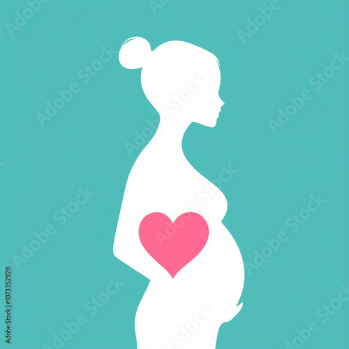 pregnant woman with heart symbol vector illustration