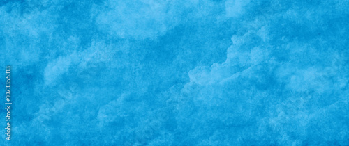 Blue texture vector background with sky and clouds for cover design, flyer, poster, banner. Christmas backdrop. Blue winter grunge illustration. Hand-drawn painted watercolor textured background