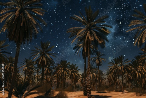 Night Stars milky way sky during off road camping in Oasis desert. Neural network ai generated art photo