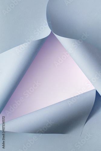Creative copy space made with folded blue paper. Minimal blue and white background idea.