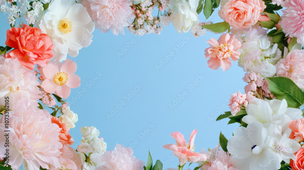 blossom flowers blooming floral festive bouquet wall fashion blue purple pink white background with copy space. 3D fashion pastel beautiful card wallpaper blossom flowers blooming floral festive bouquet wall fashion blue purple pink white background with copy space. 3D fashion pastel beautiful card wallpaper