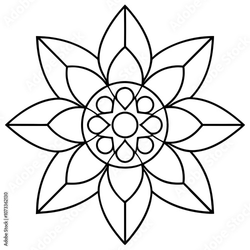 Modern Floral Geometry – A Vector Illustration of Floral Design with Circles, Triangles, and Lines