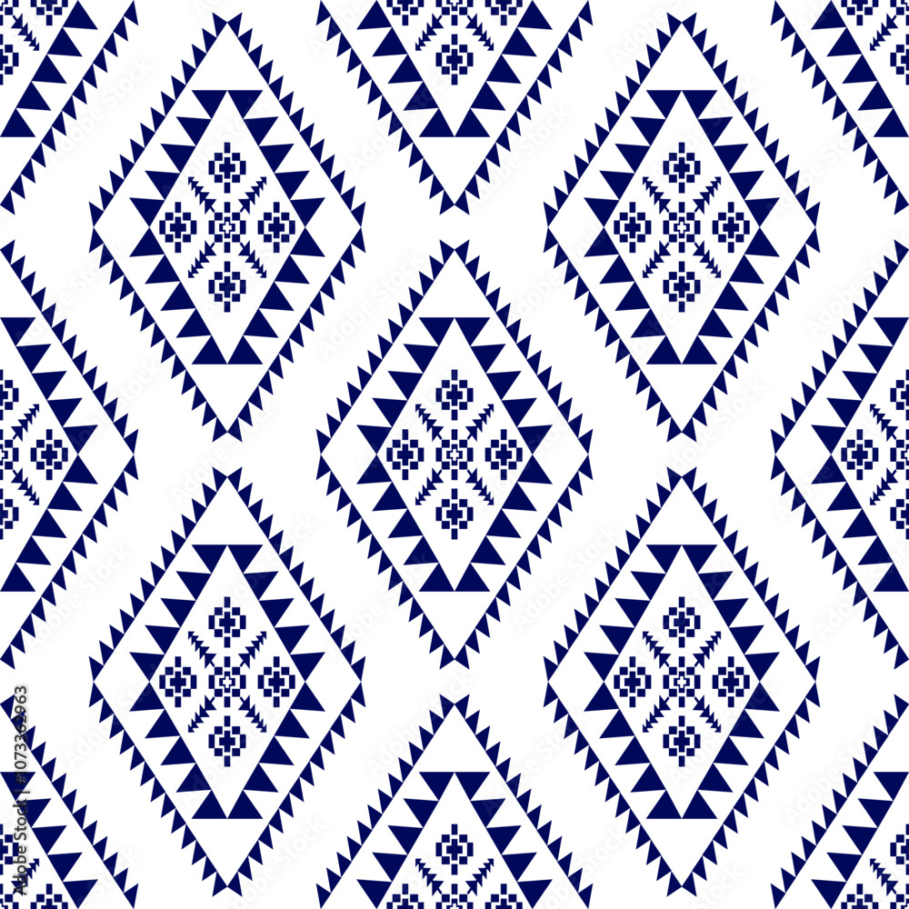 Fototapeta premium Navajo pattern design. Native American style. Can be used in fabric design for clothing, textile, wrapping, background, wallpaper, carpet, embroidery