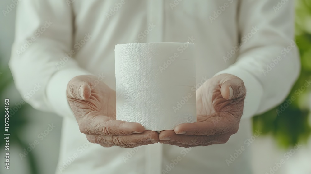 Man holding toilet paper – Representing everyday essentials, hygiene, and a lighthearted or practical depiction of a common household item Man holding toilet paper – Representing everyday essentials, hygiene, and a lighthearted or practical depiction of a common household item
