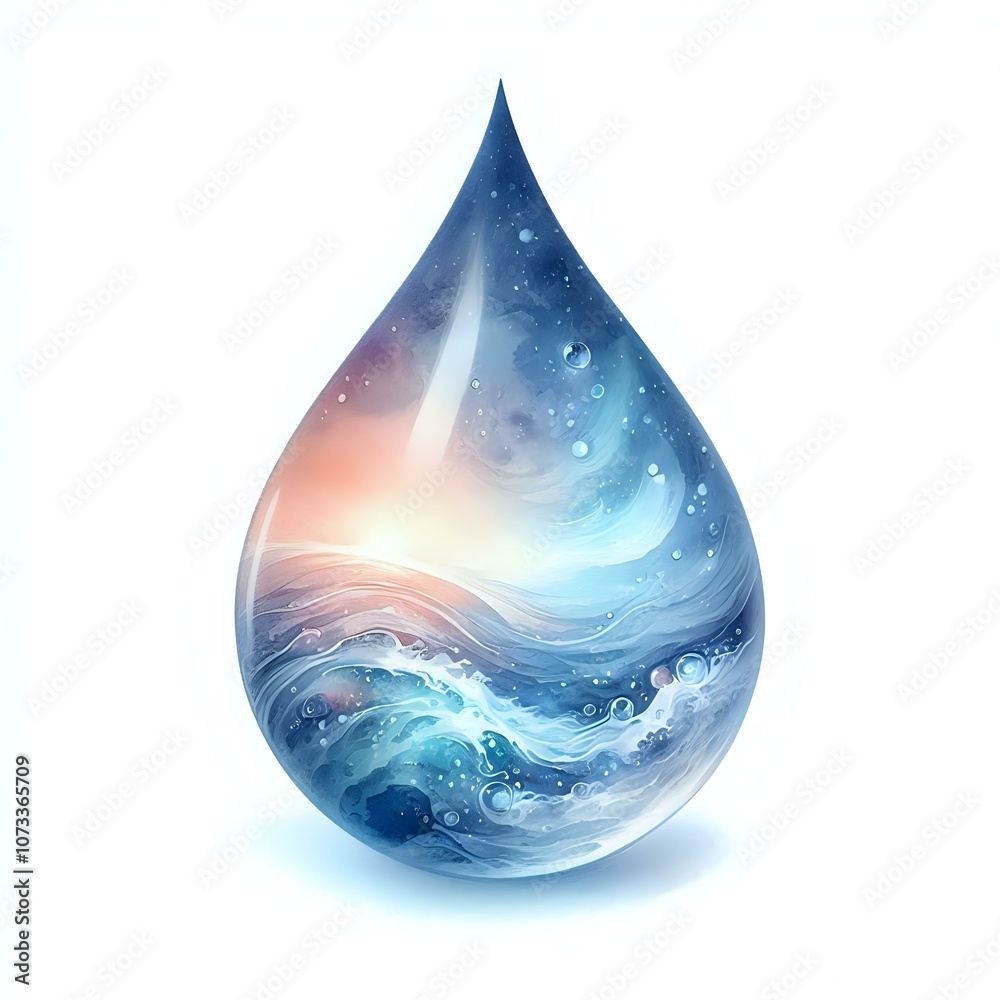 Fototapeta premium Cosmic Droplet: The Universe Within Water