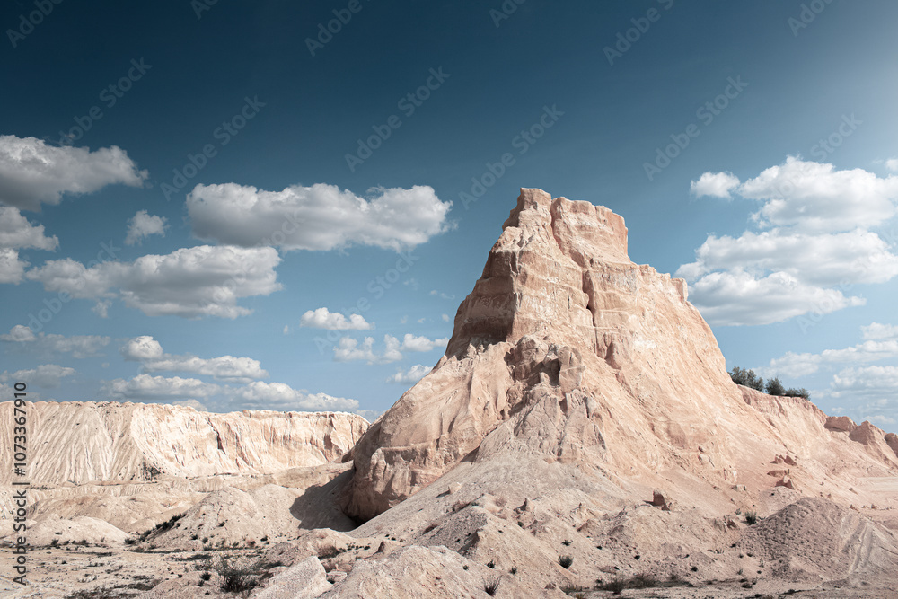 Fototapeta premium View of canyon hill on background of blue sky.