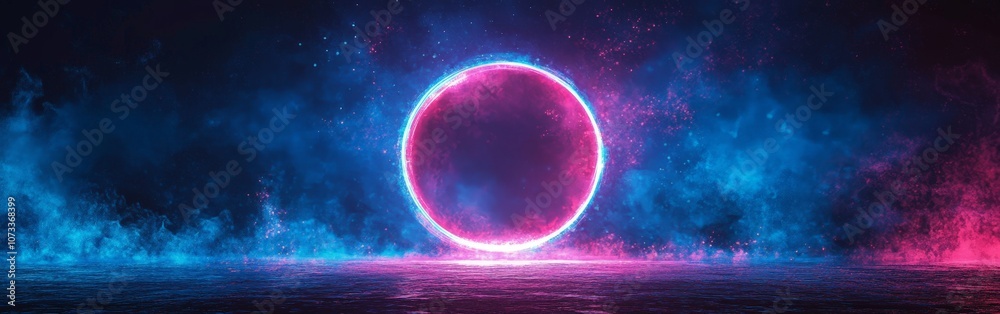 Obraz premium Futuristic glowing digital circle representing technology and data