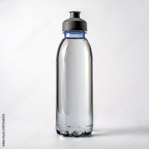 Clear Plastic Water Bottle with Black Lid