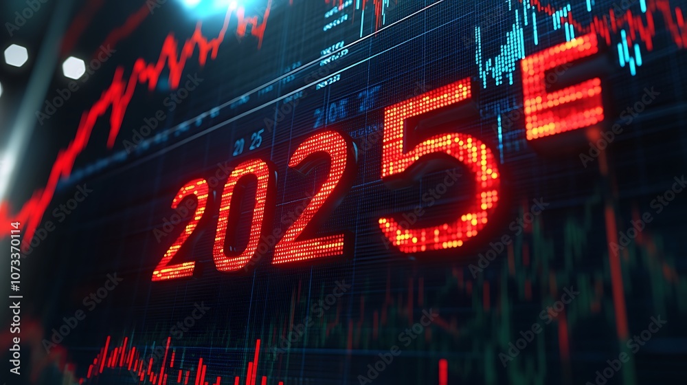 3D render of the word 2025 with red arrows pointing, 2025 business growing background 3D render of the word 2025 with red arrows pointing, 2025 business growing background