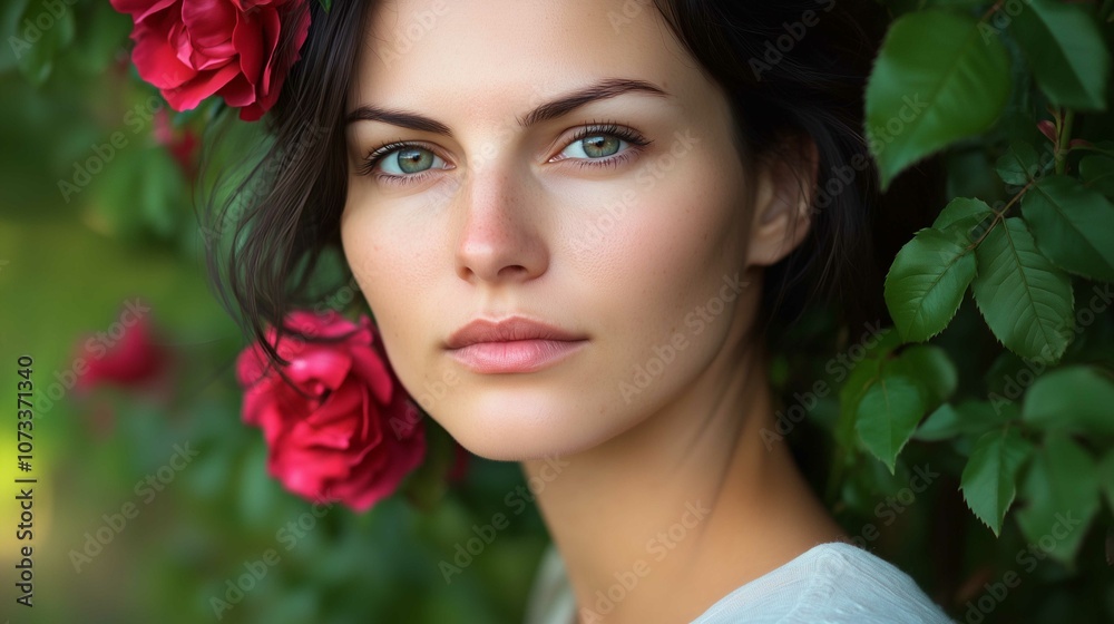 Naklejka premium Beautiful young woman with bright make-up 