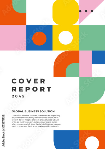 Vibrant Modern Business Flyer Design with Geometric Patterns. Ideal for global business reports, catalogues, or corporate presentations. Highlights creativity, innovation, and contemporary style