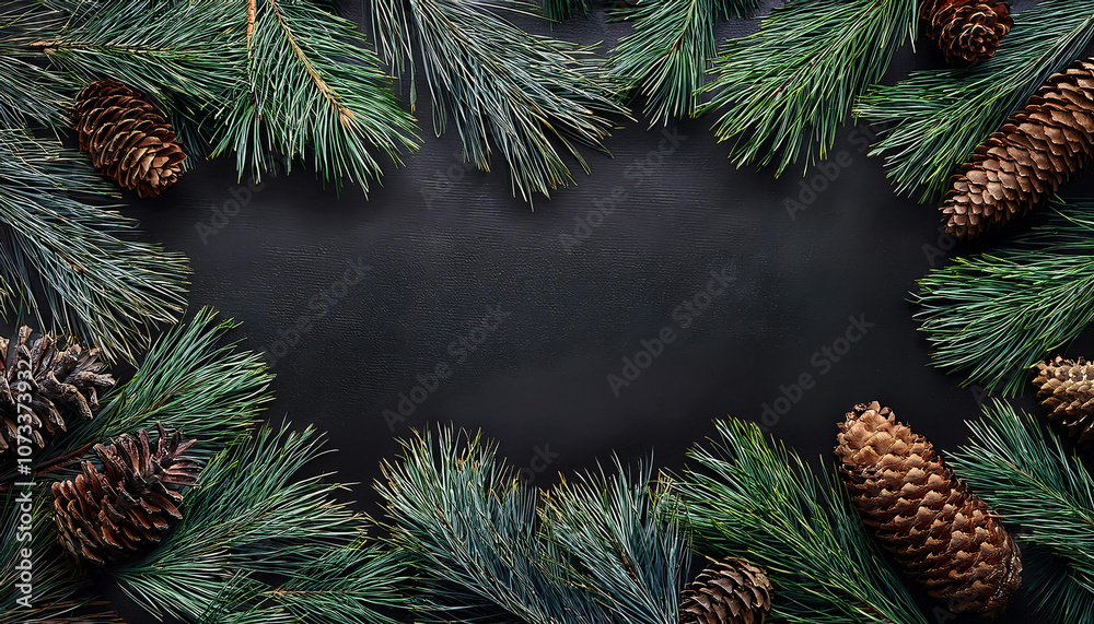 custom made wallpaper toronto digitalpine leaves and pinecones frame, set on a black board texture background