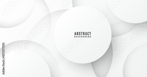 3D white abstract background overlap layer on bright space with cutout shape effect decoration. Modern graphic design element circles style concept for web banner, art, flyer, card, or brochure cover