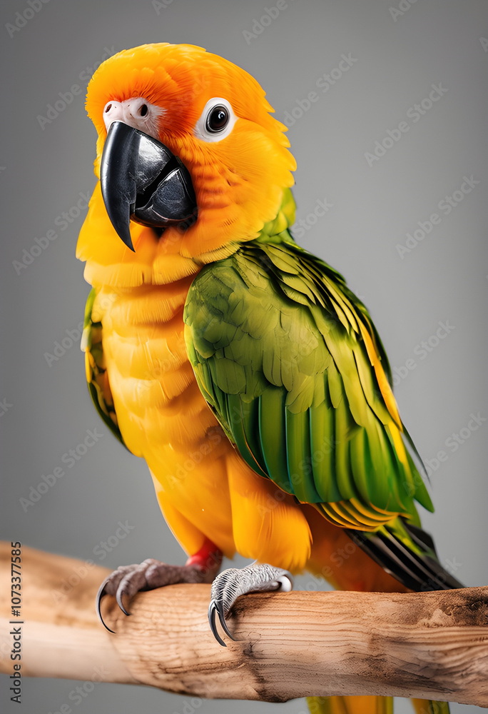 Fototapeta premium A white parrot stands next to a package.