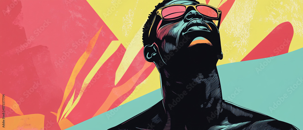 Abstract Portrait of a Man in Sunglasses with Vibrant Colors Abstract Portrait of a Man in Sunglasses with Vibrant Colors