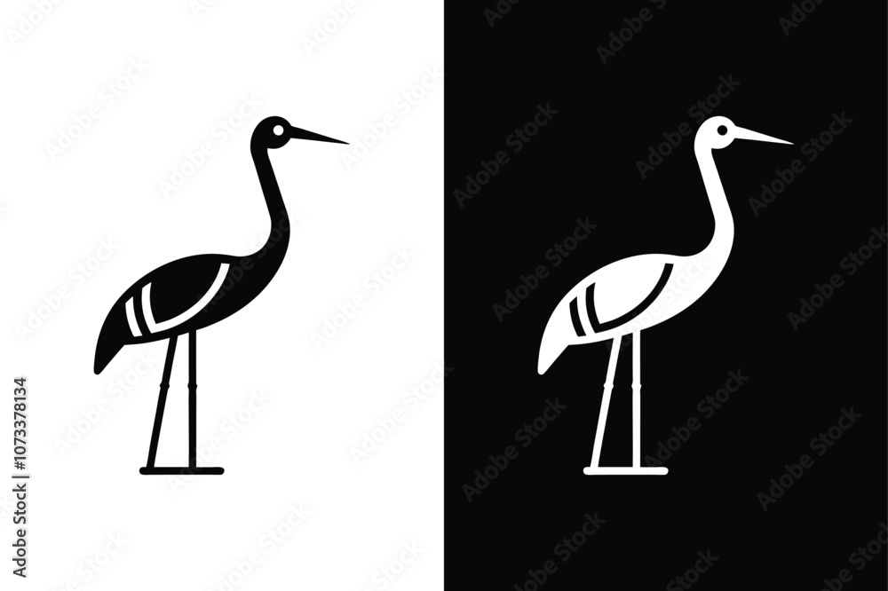 Obraz premium Crane bird icon on White Background Vector Art Illustration on white background.