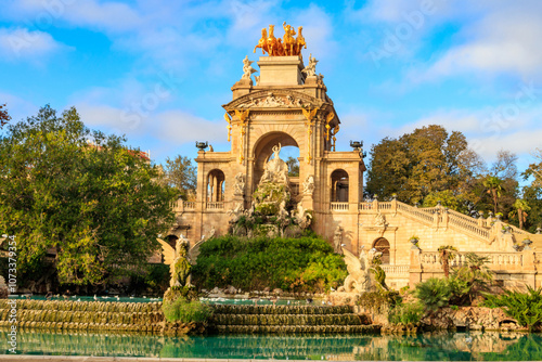 Canvas Print Cascada Monumental fountain in Ciutadella park in Barcelona, Spain