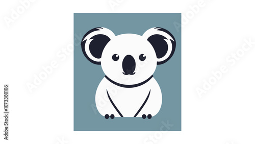 simple koala shape vector illustration on blue background