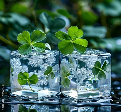 ice cubes for a cocktail, mojito cocktail with mint leaves