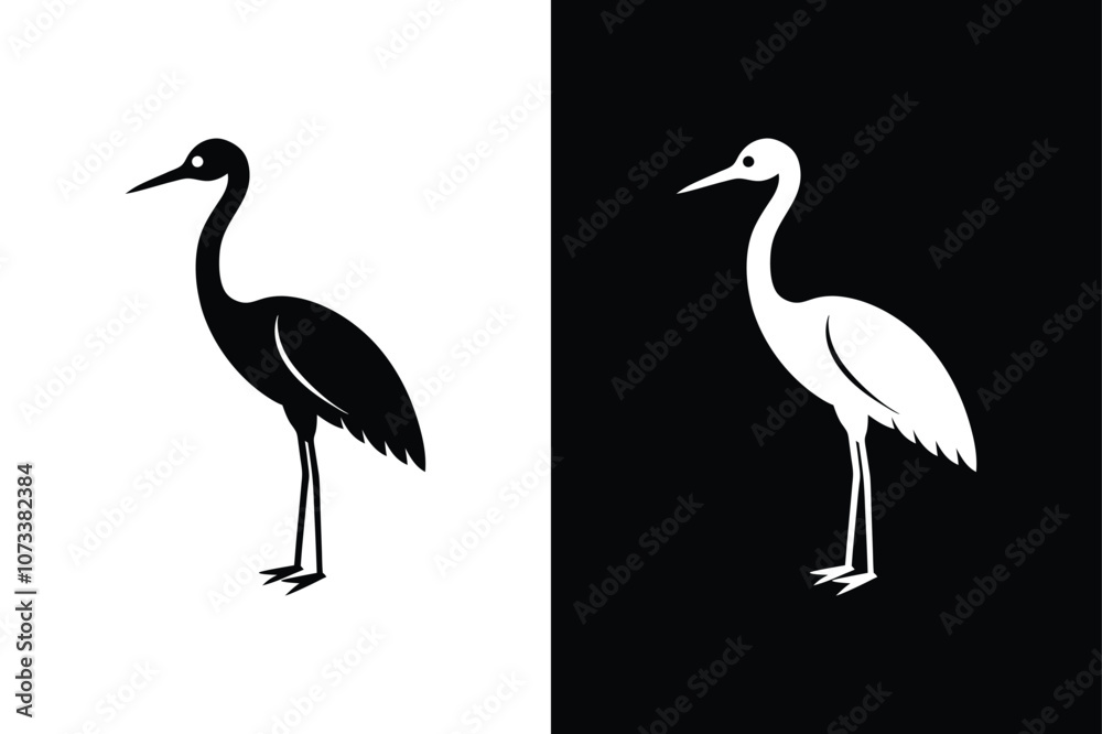 Fototapeta premium Crane bird icon on White Background Vector Art Illustration on white background.